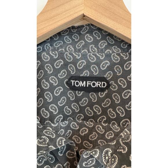 Tom Ford Paisley Print Cotton Lyocell Button Down Shirt Size 41 / 16 - Picture 6 of 14